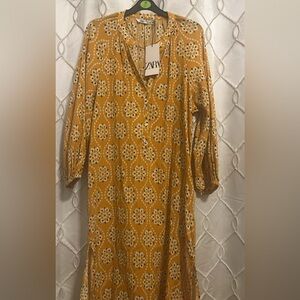 Zara Mustard Floral Maxi Dress